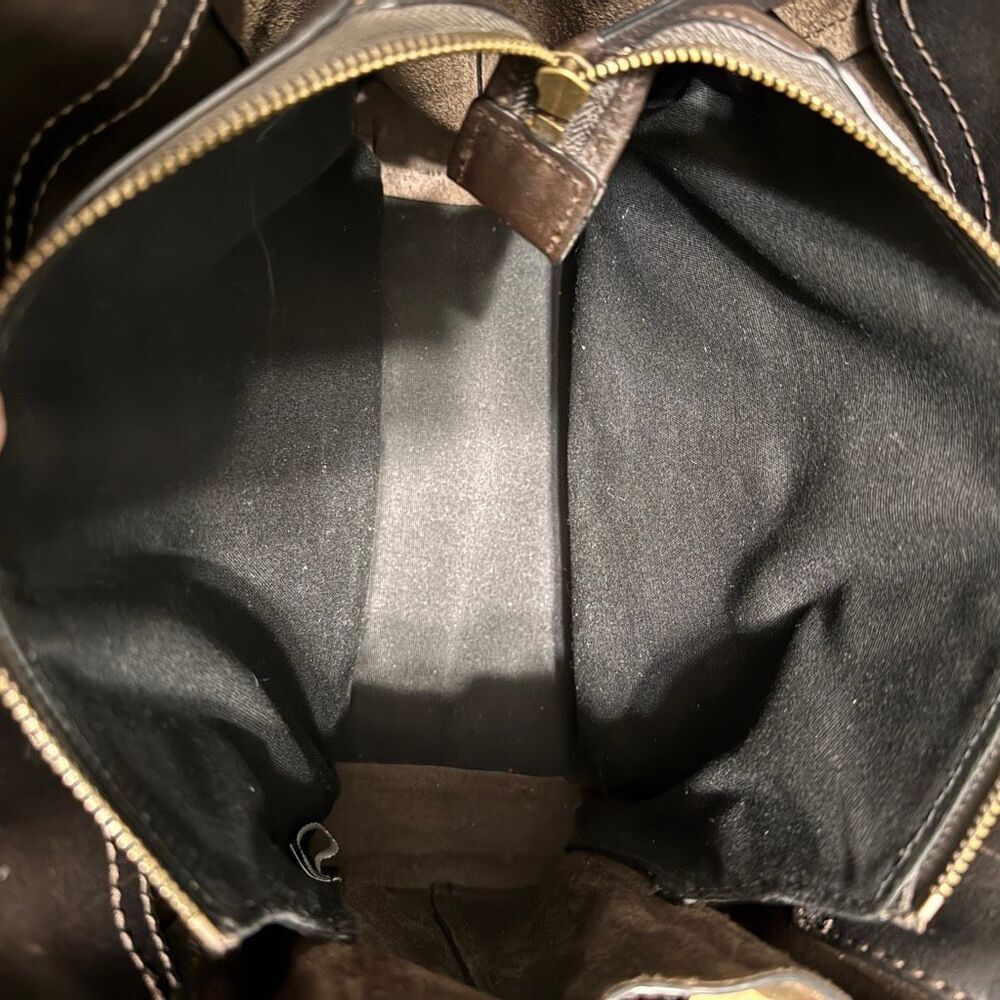 Frye Charlie Leather Tote Bag in dark brown with a structured top handle - Picture 7 of 9